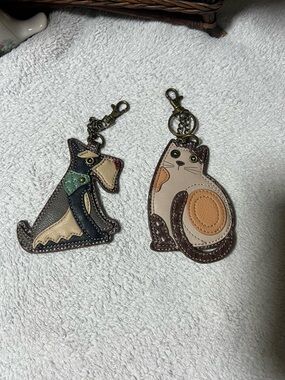 Chala Key Fob/Coin Purse - LAZZY CAT & SCHNAUZER DOG